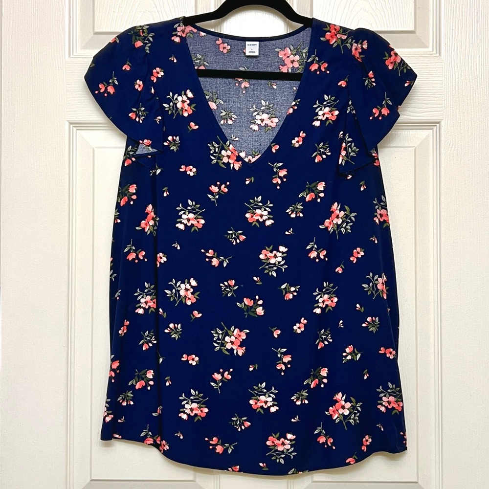 Women’s Old Navy Floral Print Flutter Sleeve Top Size L